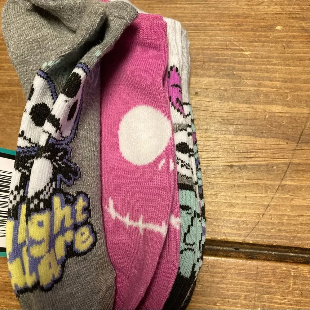 The Nightmare Before Christmas 5 Pairs No Show Socks NWT Jack Skellington Sally